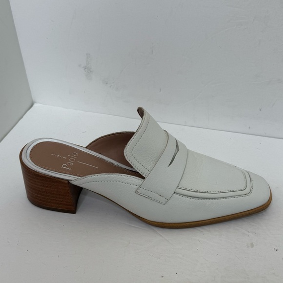 Linea Paolo Galia Pebbled Leather Mules White - Picture 7 of 10